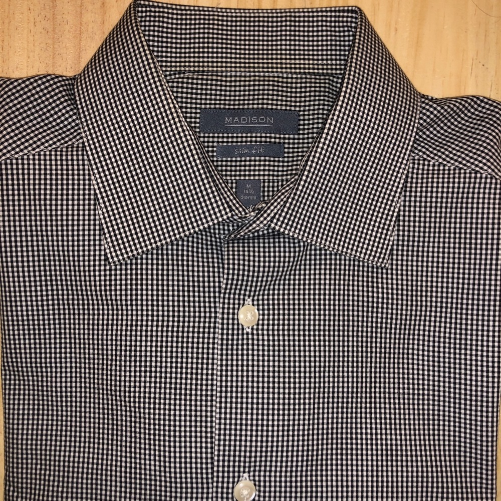 Madison Men’s Gingham Button-Down MED 15.5/32-33